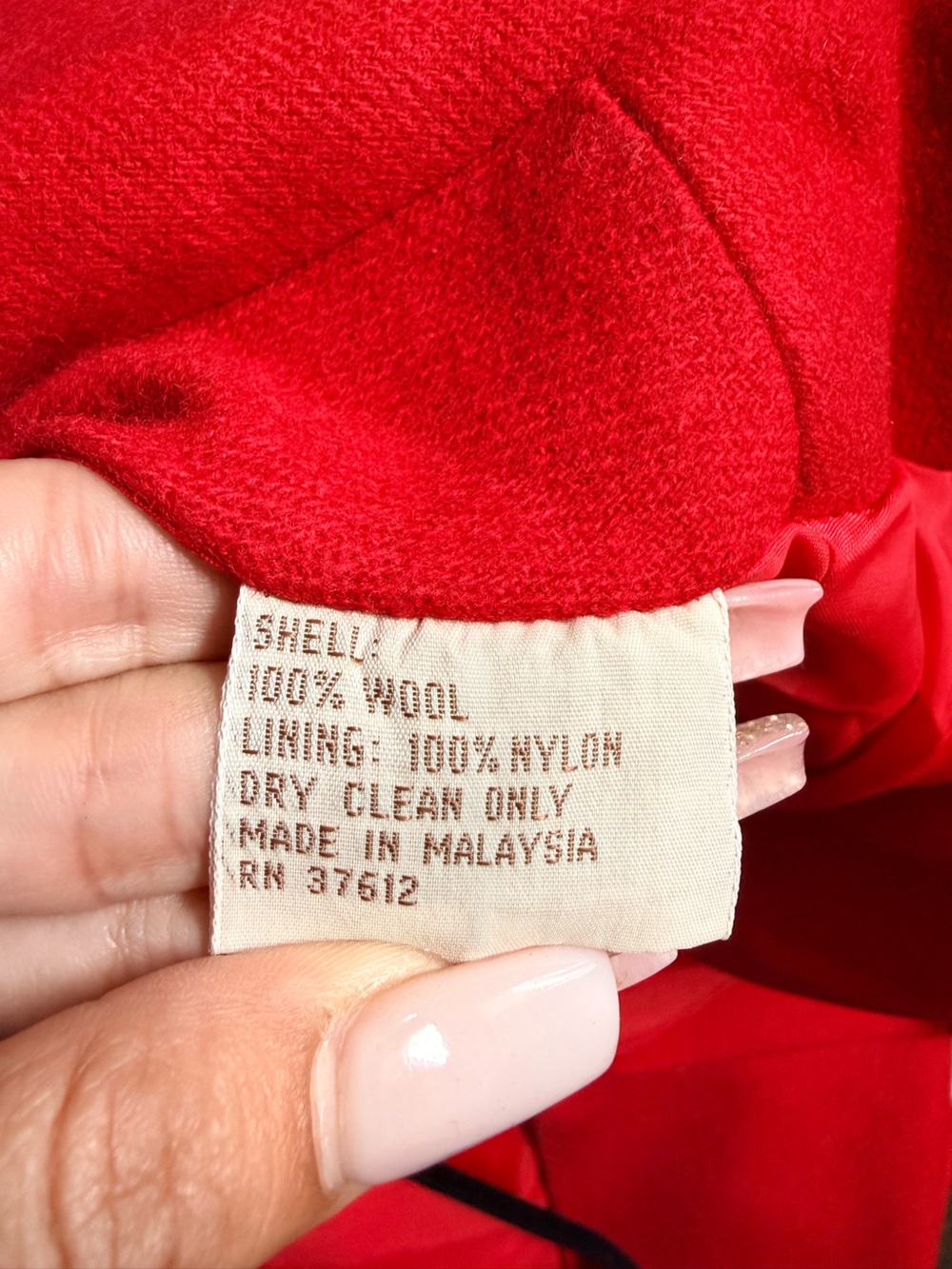 Vintage Bold Red Long Double-Breasted Coat - Picture 5 of 5